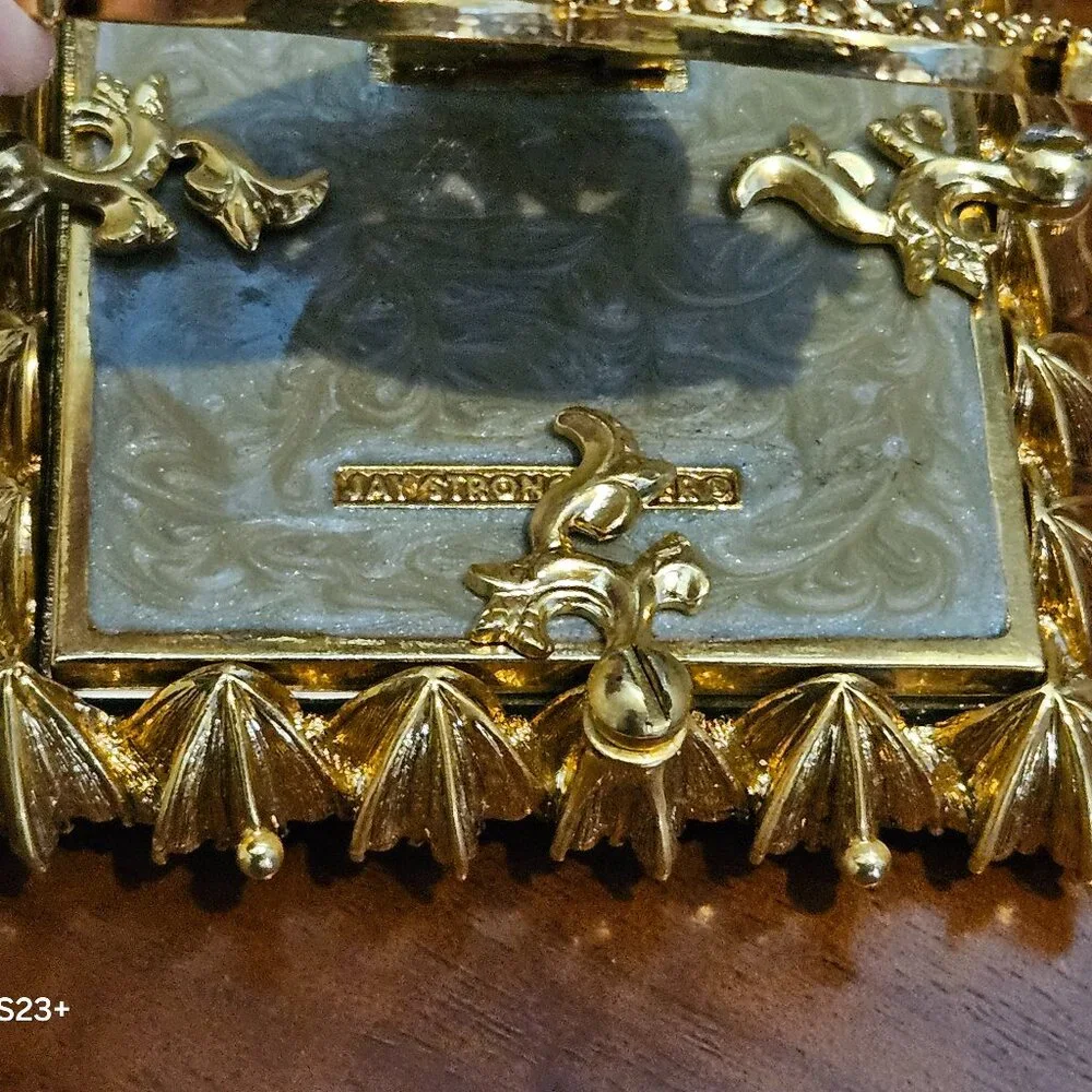RARE JAY STRONGWATER FLOWER EDGE DELFT GARDEN PEARL STONE CRYSTAL ENAMEL FRAME